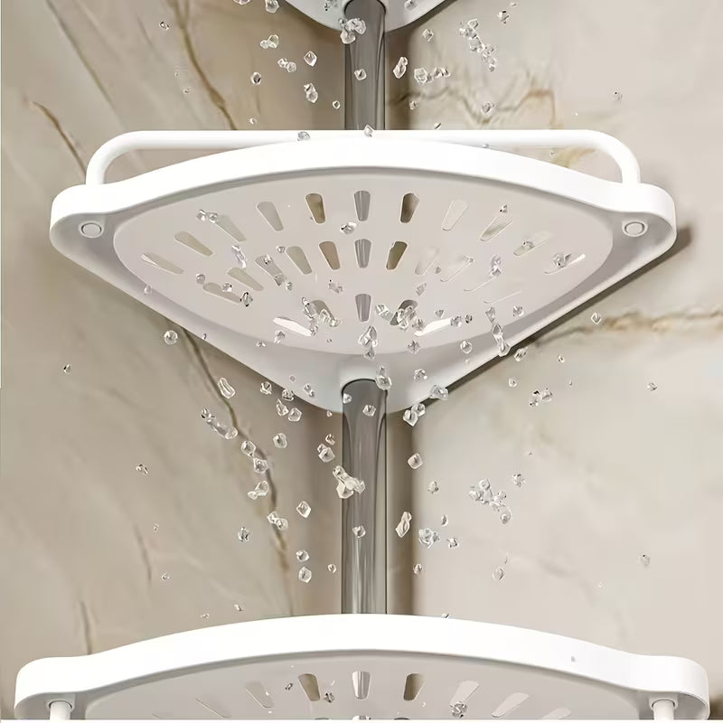 Raft de colț telescopic pentru baie 🛁 – transformă instant colțul inutil într-un spațiu de depozitare PERFECT ordonat ✨