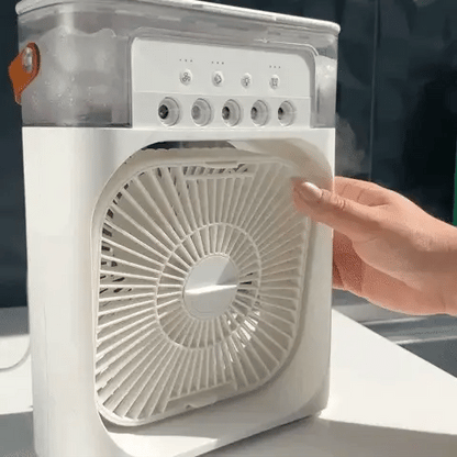 🔥 Mini Aer Condiționat Portabil — Scapă de Căldură FĂRĂ Facturi! | 3-în-1: Răcire + Umidificator + LED | 600ml USB | Culoare Aleatorie