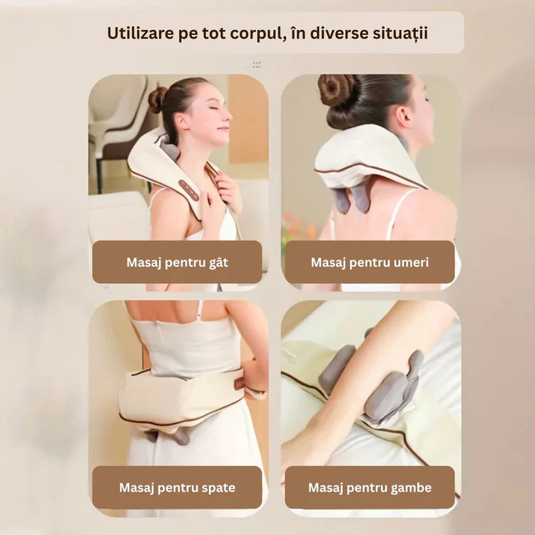 Relaxare Din Cap Până-n Picioare 😍 Aparat de Masaj Shiatsu pentru Gât, Spate și Picioare