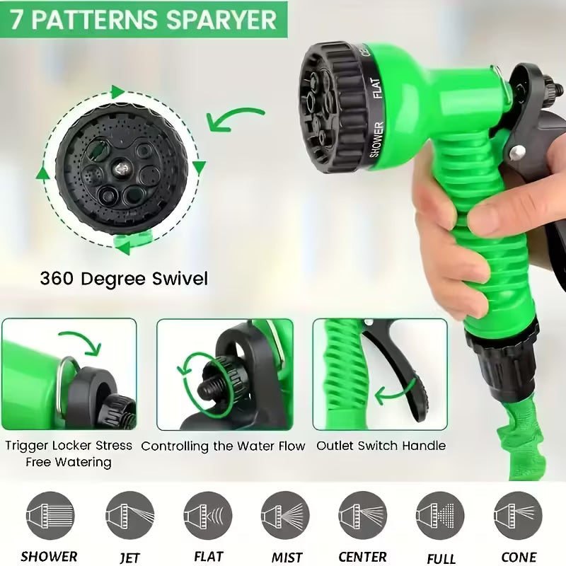 Furtun Magic Extensibil 30M VERDE + Pistol Spray | Se Mărește de 3X ⚡ NU se Încurcă  1+1 GRATIS 🎁