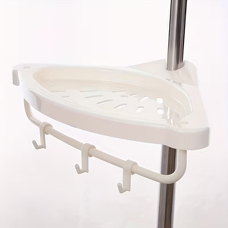 Raft de colț telescopic pentru baie 🛁 – transformă instant colțul inutil într-un spațiu de depozitare PERFECT ordonat ✨
