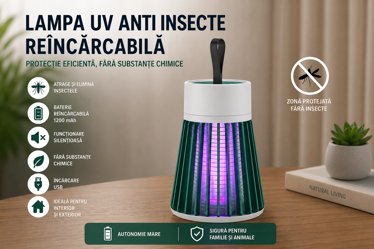 🔋 Portabilă, reîncărcabilă și gata de folosit oriunde