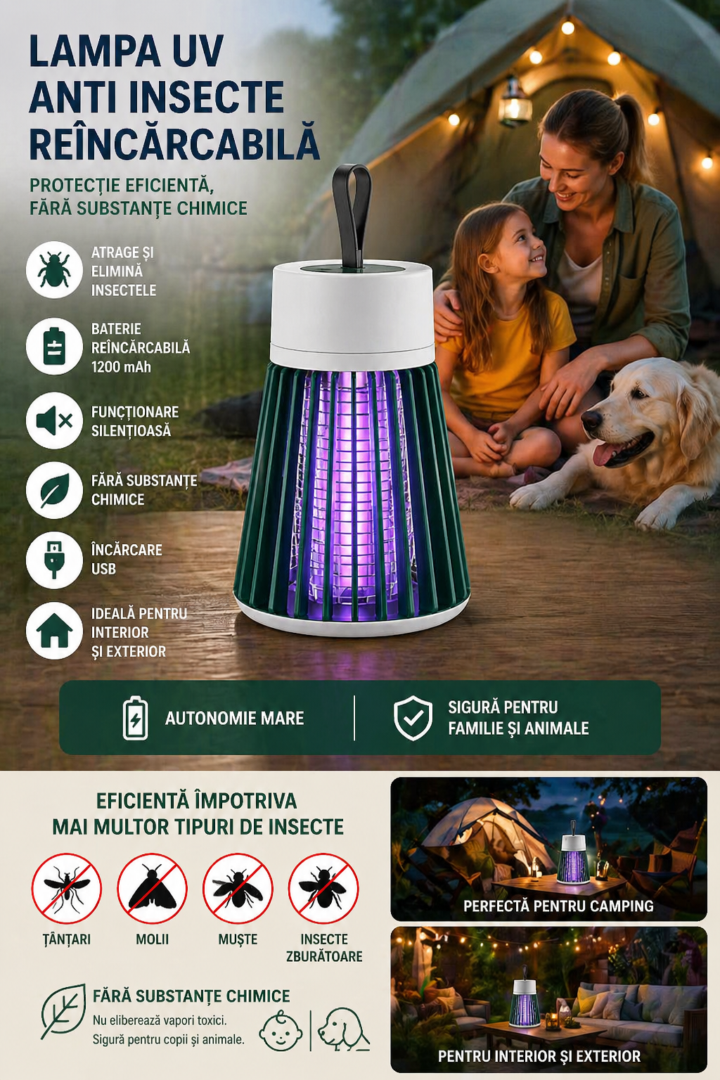 🦟 ZapLight™ – Scapă de țânțari fără spray-uri și fără chimicale!