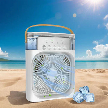 🔥 Mini Aer Condiționat Portabil — Scapă de Căldură FĂRĂ Facturi! | 3-în-1: Răcire + Umidificator + LED | 600ml USB | Culoare Aleatorie