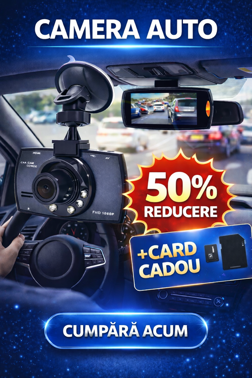 Camera Auto Full HD + CARD CADOU care îți apără mașina 24/7 și îți oferă dovada în orice incident