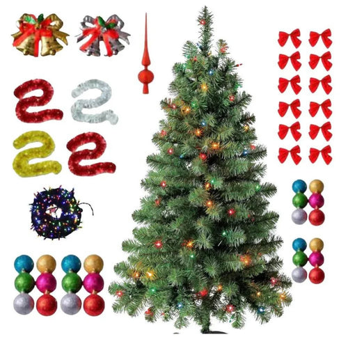 BRAD DE CRĂCIUN 180CM – SET COMPLET CU GLOBURI, BETEALĂ, FUNDIȚE ȘI INSTALAȚIE 🎄✨