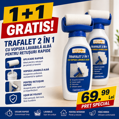 🎨 Trafalet 2 în 1 cu vopsea lavabilă albă pentru retușuri rapide – 1+1 GRATIS