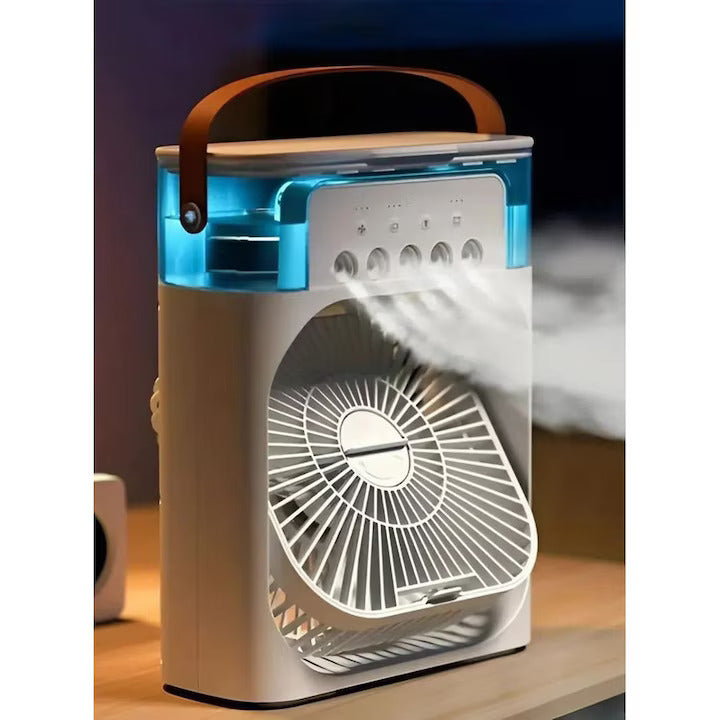 🔥 Mini Aer Condiționat Portabil — Scapă de Căldură FĂRĂ Facturi! | 3-în-1: Răcire + Umidificator + LED | 600ml USB | Culoare Aleatorie