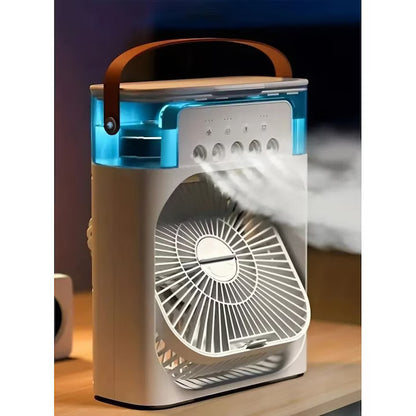 🔥 Mini Aer Condiționat Portabil — Scapă de Căldură FĂRĂ Facturi! | 3-în-1: Răcire + Umidificator + LED | 600ml USB | Culoare Aleatorie